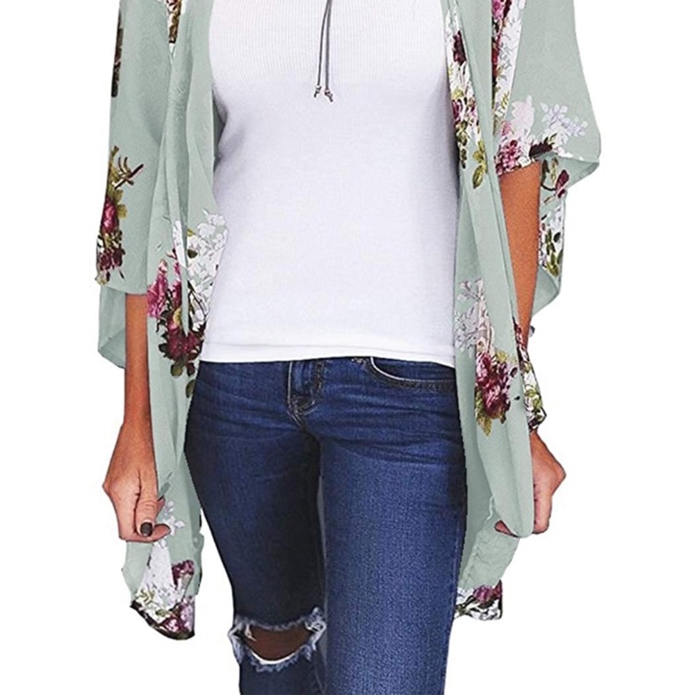 New Boho Cardigan Floral Print Kimono - Picture 2 of 6